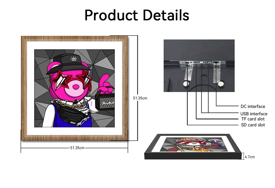 Digital Art Screen Smart Picture Nft Display Decorative Large Wifi Digital Photo Frame 32 Inch For Gallery