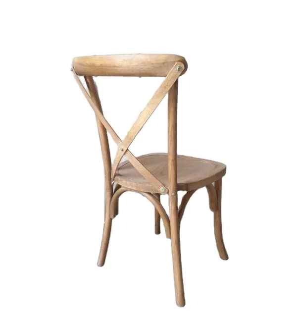 Vintage Rustic Oak Wood Cross Back Chair for Sale