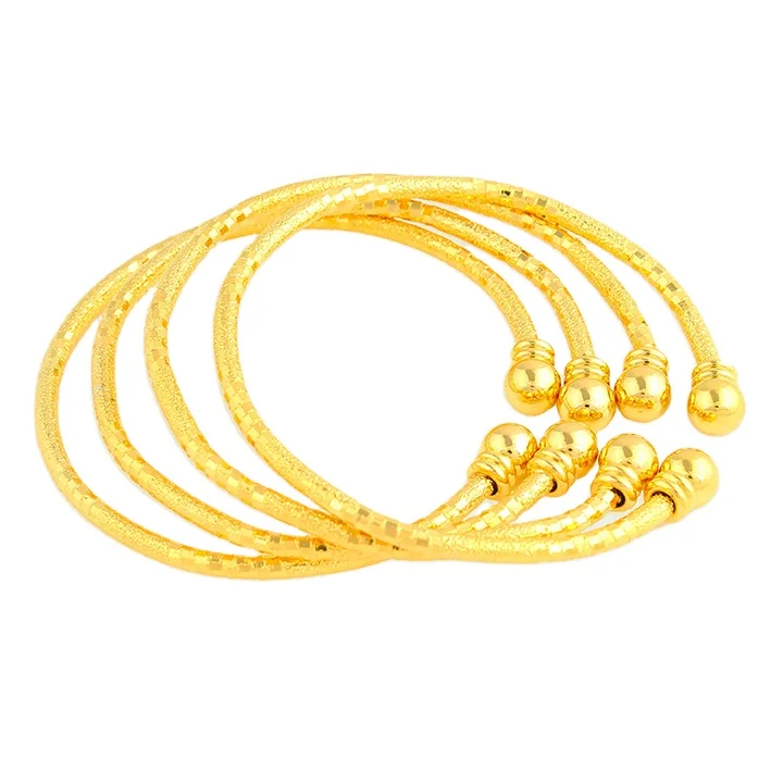 JH High Quality Dubai Open Bangle For Women Girls 18k Gold Plated Charm Jewelry Bangle