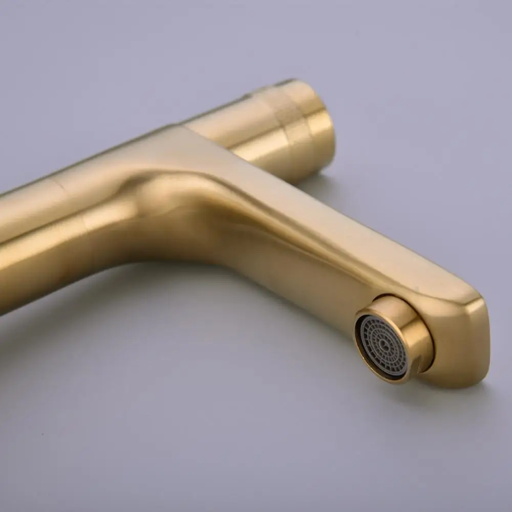 Solid Brass Bathroom Basin Faucet Mixer Tap Faucets for Bathroom,Brushed Gold,Matte Black