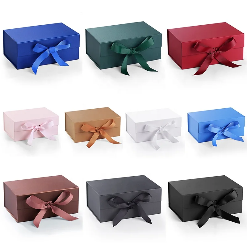 Chengruo OEM Biodegradable Kraft Foldable Magnetic Closure Gift Paper Box Custom Logo Gift Packaging Materials With Ribbon
