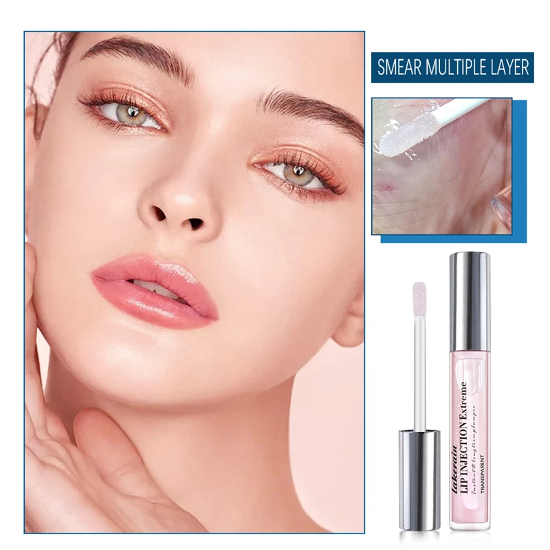 Lakerain 4g lip injection extreme transparent yellow lips repairing liquid moisturizing plumping lip lines reducing primer