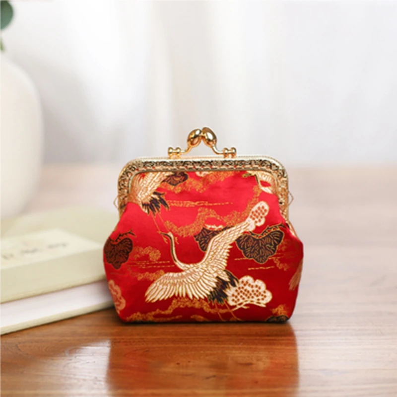 Flower Embroidered Gift Pouch Silk Coin Purse for Women