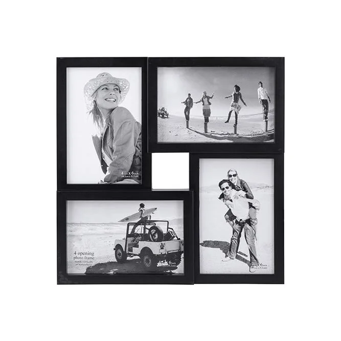 
Black Plastic Collage Frame Photo Set 4 x 6 4 Opening 10x15cm Collage Decorative art Photo Frame for Displaying hanging 