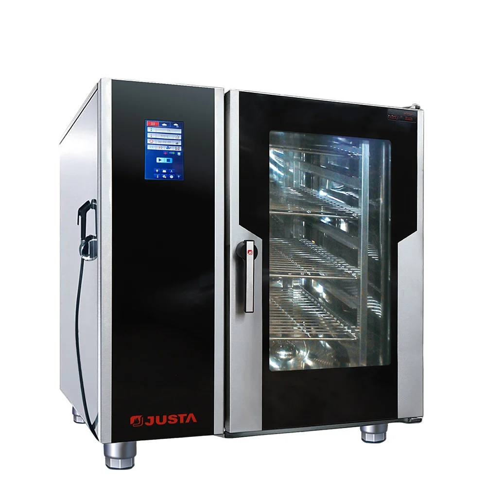 Automatic cleaning convection 6 trays combi oven with steamer electric combi oven