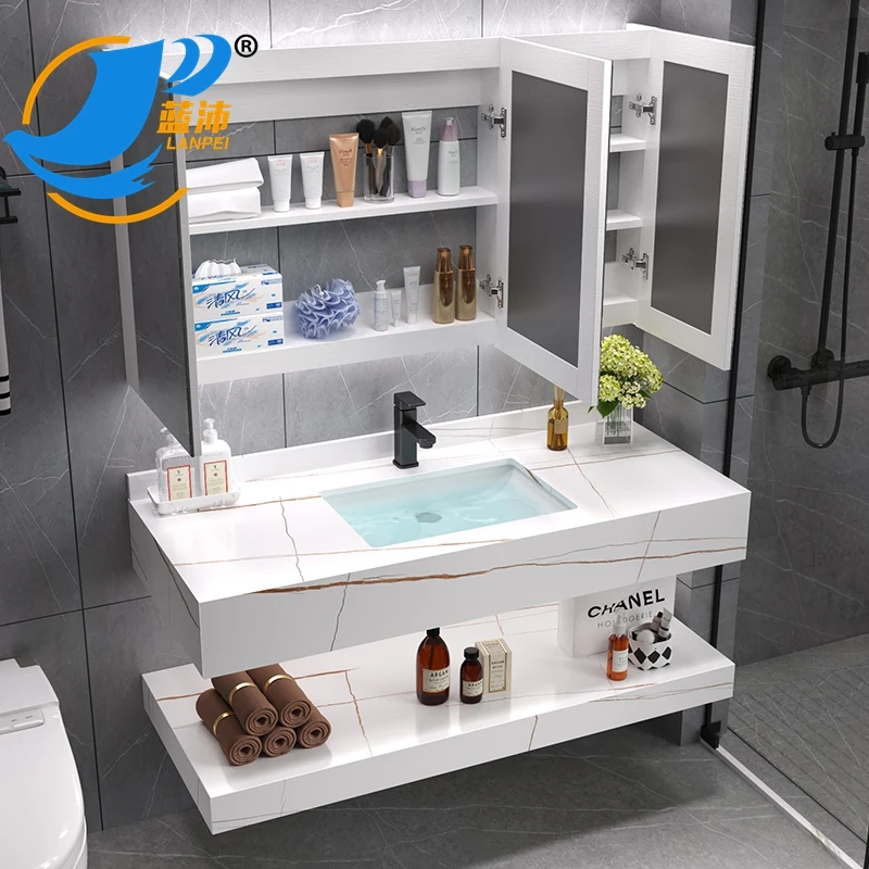 
AYZG015-80 European modern bathroom cabinet with sink bathroom sink faux stone wall hanging wash basin resin gelcoat vanity 