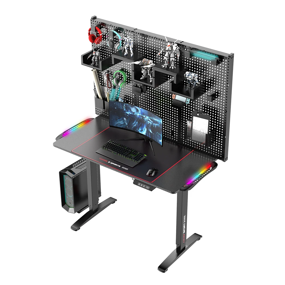 Pegboard Modern Computer Gaming Desk Multi functional Table Adjustable Desk Electric Lifting Gaming Desk