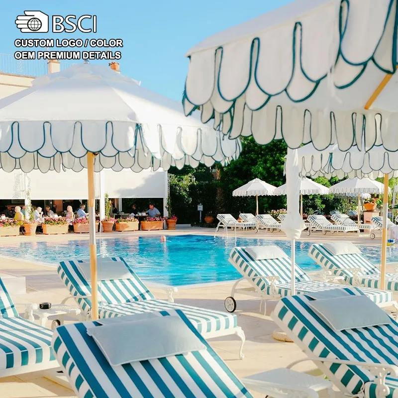 HOT SALE Luxury Outdoor Parasol Wood Pole Patio Chinese Decorative Garden Umbrella for Courtyard Swimming Pool For Living Room