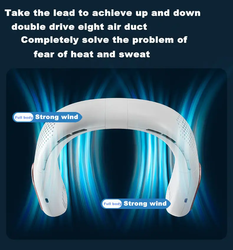 Fashion Hand-free portable Usb Sport mini personal summer Neckband air cooling colorful light bladeless Motor Hanging neck fan