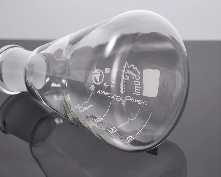 Chemistry Laboratory Clear 50ml 100ml Glass Conical Flask 250ml 125ml With Ground Stopper