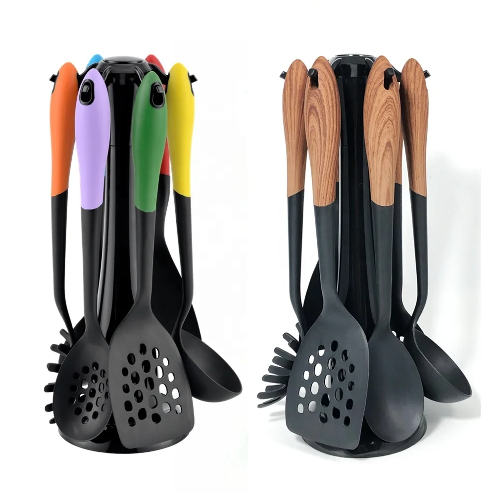 Набор кухонной утвари 6 Нейлоновых кухонных принадлежностей антипригарные и термостойкие деревянные ручки кухонные