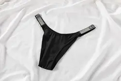 Dropshipping Famous Brand Letter Logo Shiny Rhinestone Sexy Bling Diamond Underwear Briefs Tangas Pink Panties Designer Thong