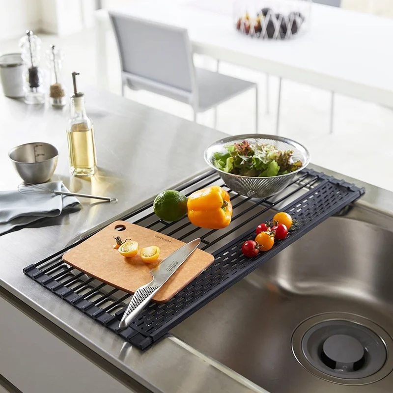 Стеллаж для сушки раковины кухонный Органайзер складной силиконовый из нержавеющей стали