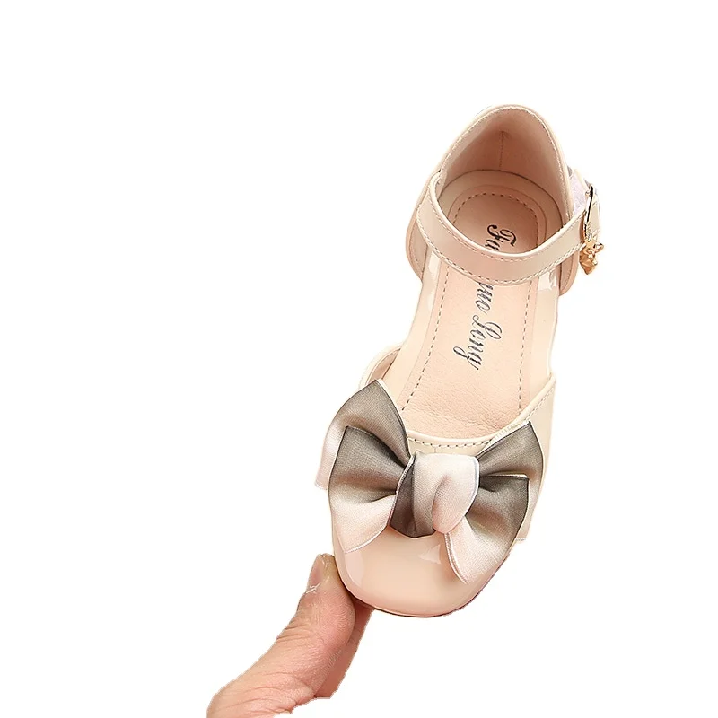 Solid Color Lovely Children Fancy Shoes Casual Soft Bottom Flats Girls Princess Dressy Shoes Girls Bow Sandals