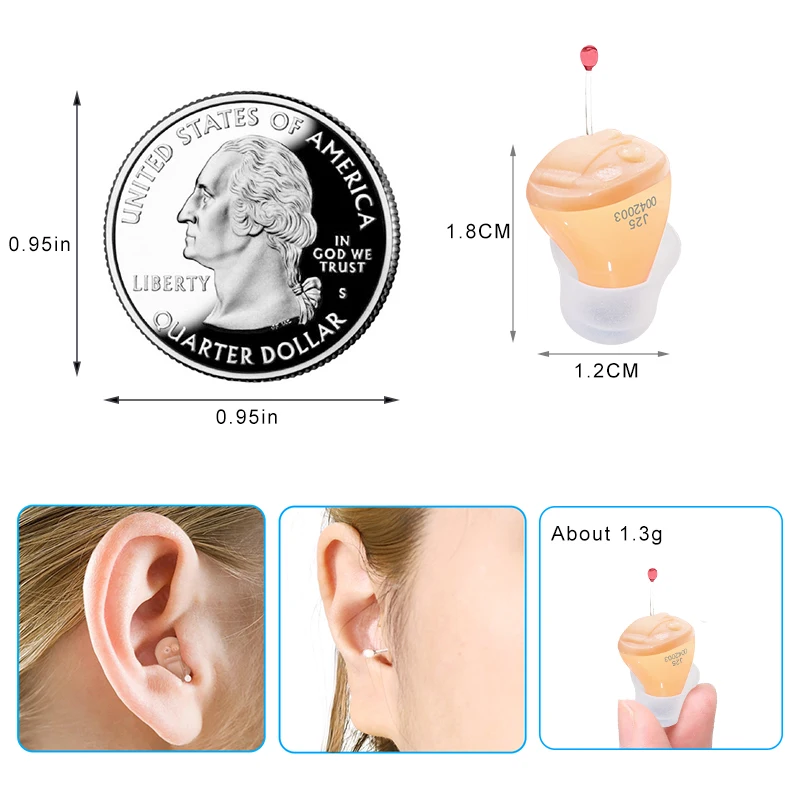 Hearing Aids MINI J25 Audifonos ITC Invisible Portable Ear Sound Amplifier for Eldly/Deafness