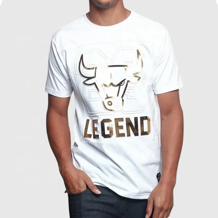 Hot Custom Men T-shirts Tee Yarn Cotton O Neck Premium Screen Print Embossed Graphic T Shirt