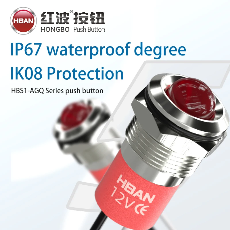 ip67 6mm domed head stainless steel metal indicator lamp led pilot light 120v 24v with wire