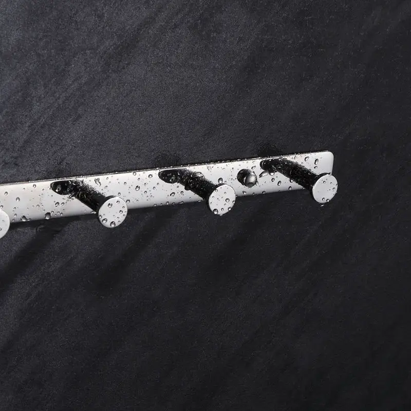 Factory Wall Mount Coat Hooks Metal Robe Rail Rack Towel Hanger 5 Tri Hooks 304 Stainless Steel Bathroom Hook