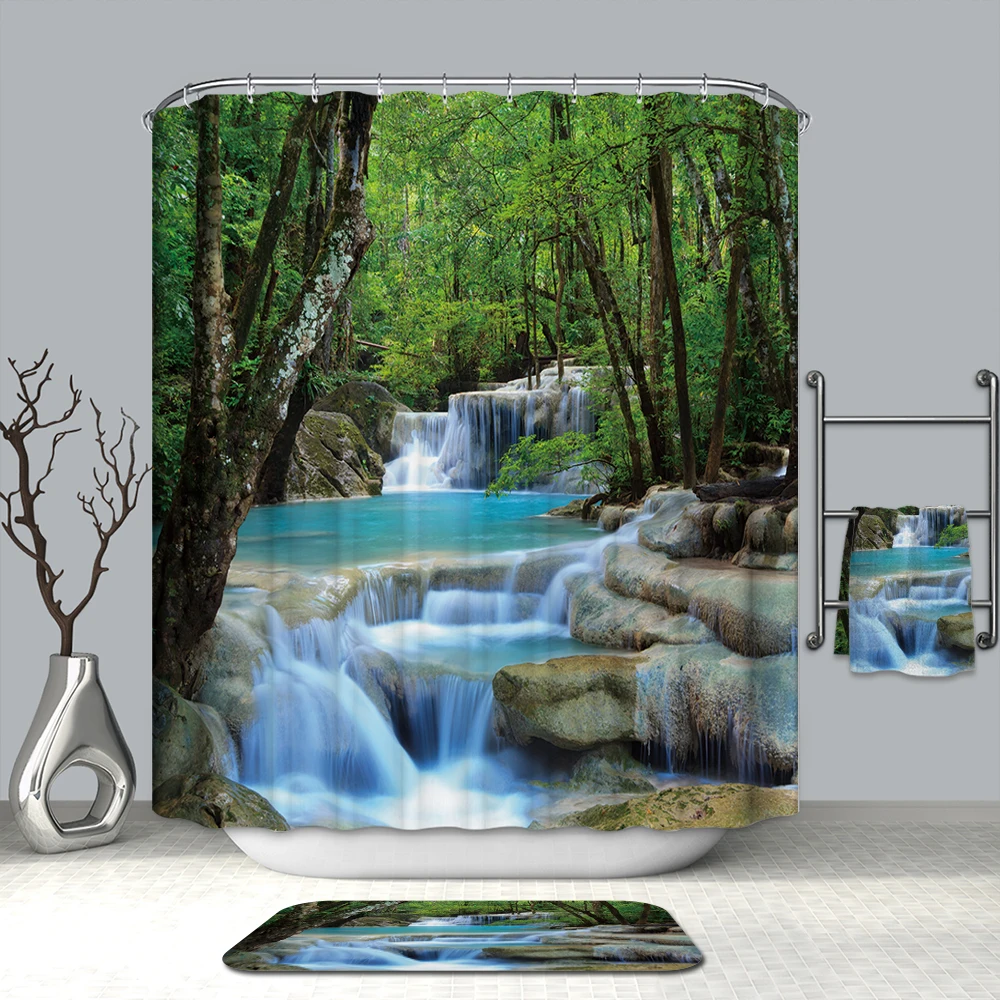 3d polyester shower curtain waterproof bathroom curtain with hooks 72x72 inch curtain for bathroom hotel