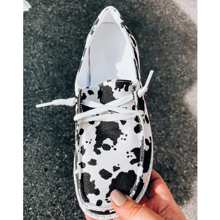 
High Quality Soft Breathable Casual Shoes Cow Print Leopard Female Summer Sunflower Sneakers 