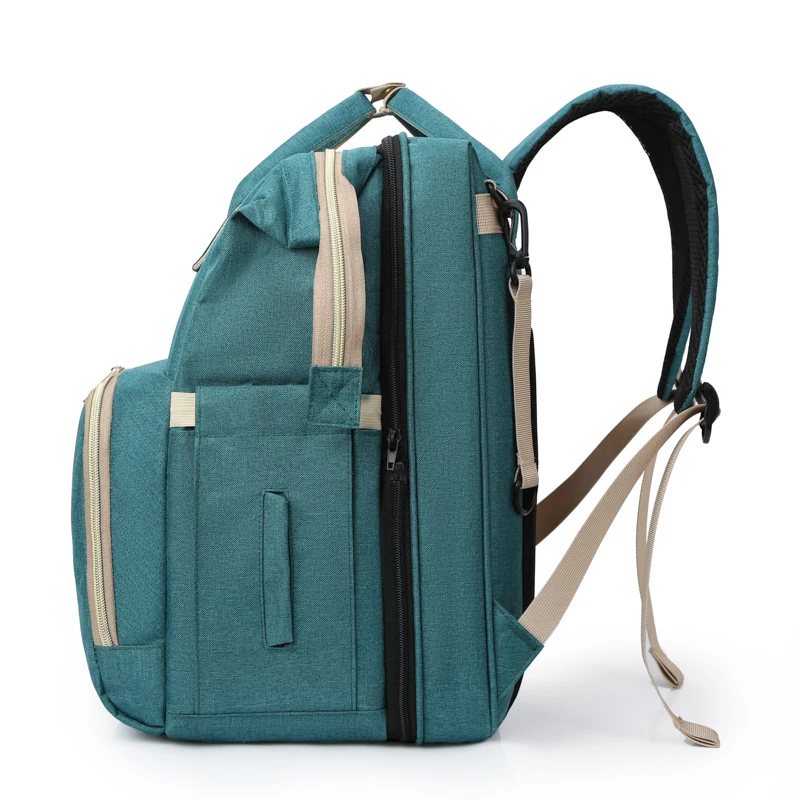 Wholesale Custom Logo Pattern Fashion Candy Color Mom Bags Bed Backpack Baby Diaper Bag with Usb Charger