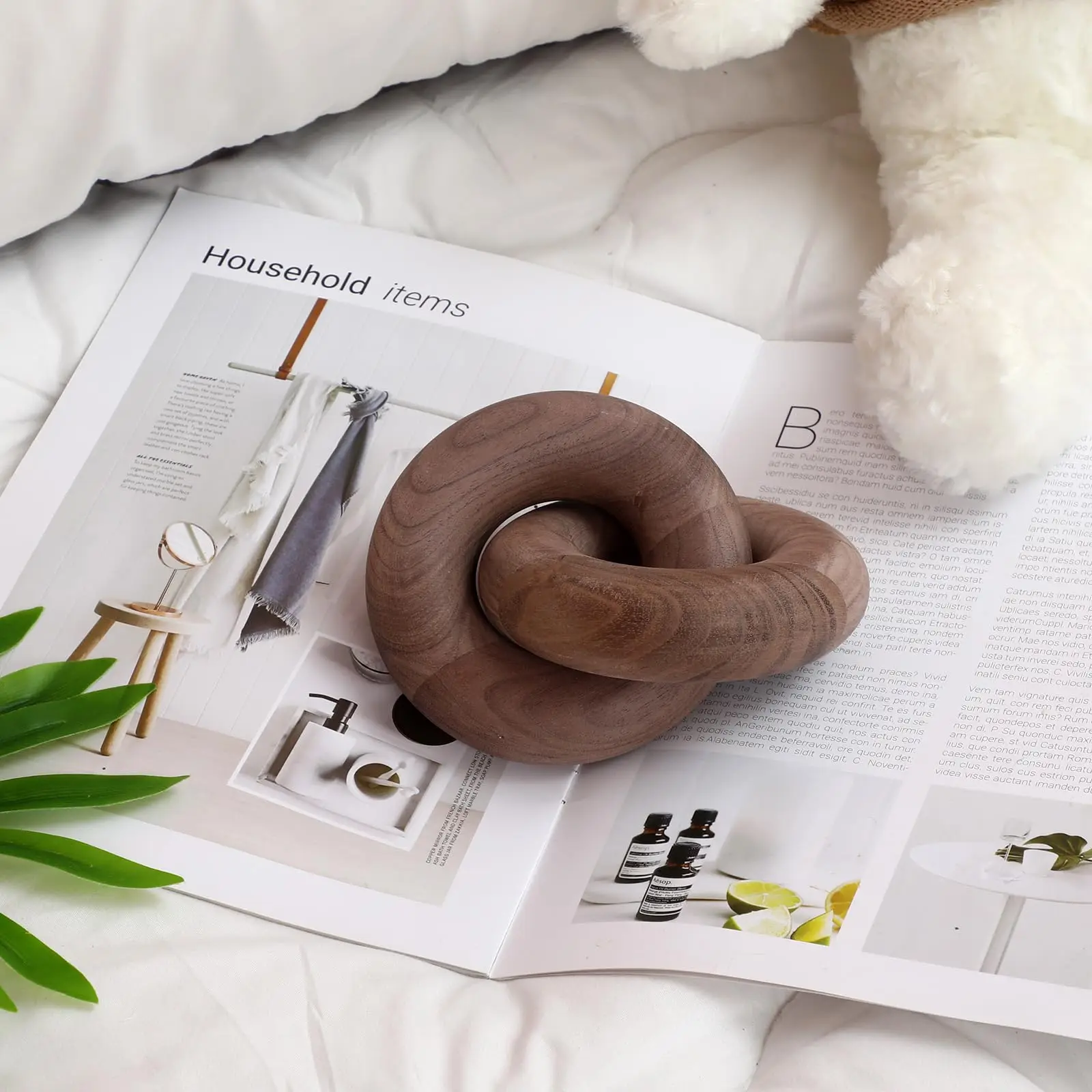 Wood Chain Link Decor- 2 Link Wood Chain Coffee Table Walnut Knot Decor Decorative