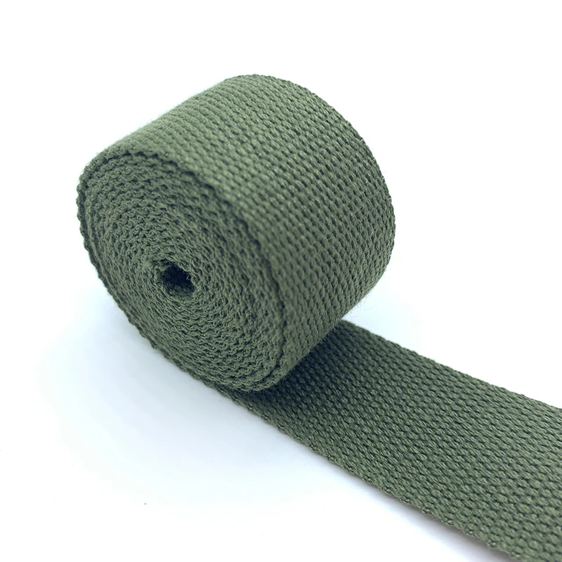 Wholesale colorful polyester cotton webbing 2cm 2.5cm 32mm 3.8cm 5cm solid color canvas webbing for bag strap