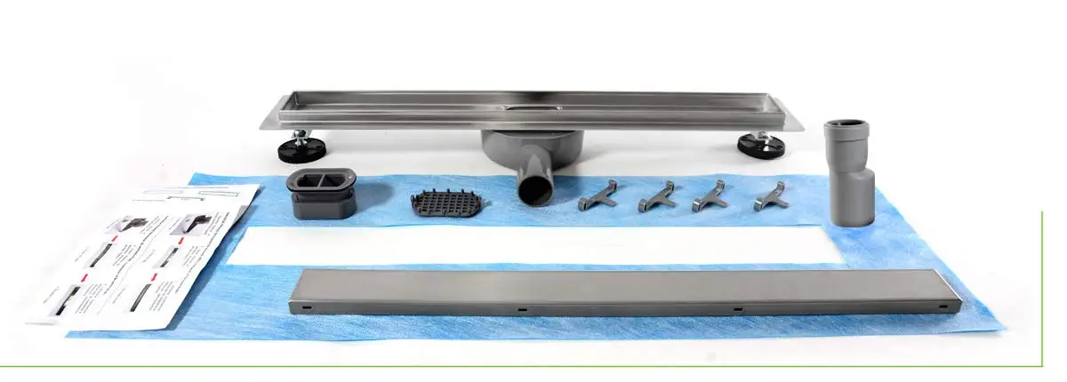 Shower Slim Drain 90 cm Tilable Stainless Steel Floor Drain Double-Sided Drain Self-Cleaning Siphon with Odour Stop Sizes 60-100