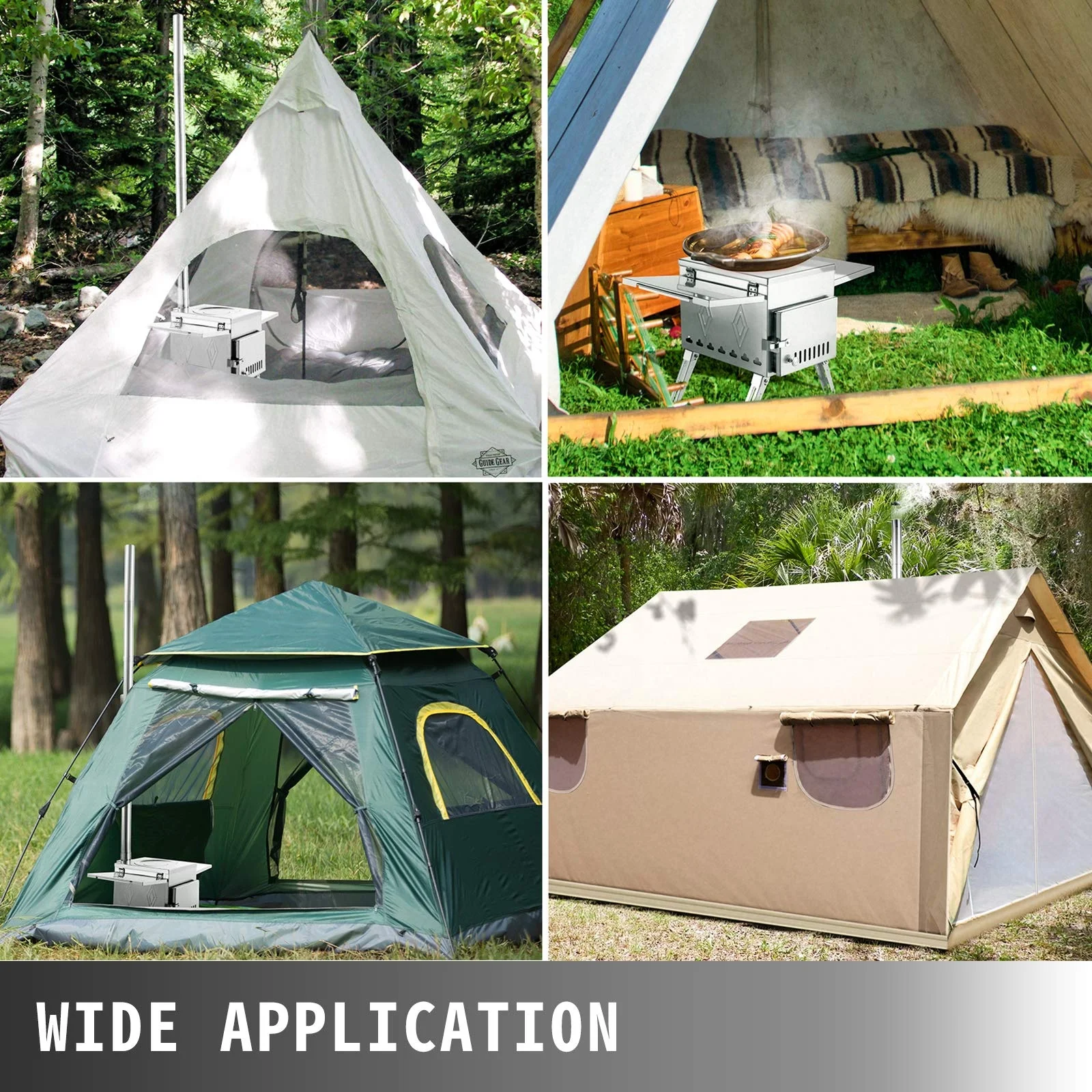 Portable and Folding Wood Burning Stove For Outdoor And Camping Tent Stainless Steel Stove silver fire tent stove