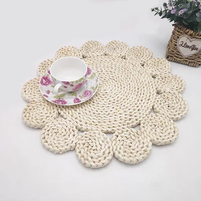 Creative Handmade Natural Corn Husk Table Mat Heat Insulation Placemat Casserole Pad Decoration Mat