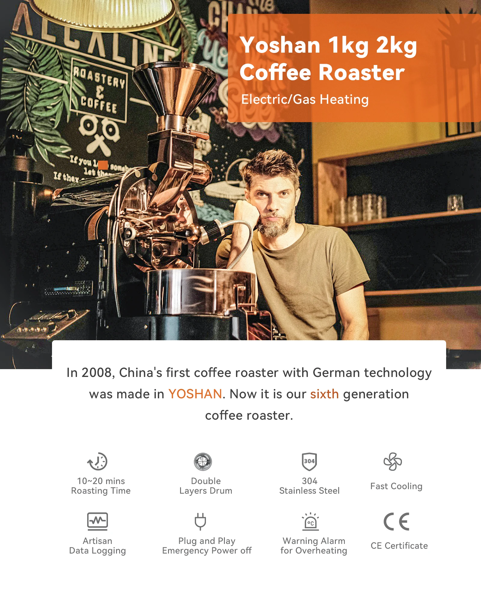 Yoshan 1 Lb 1kg Small Electric Bean Temperature Control Buy 3kg Coffee Roaster Machine For Commercial Use