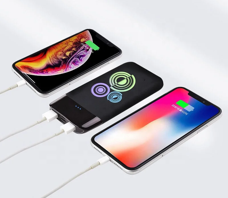 Dual usb  light up 8000mah big capacity mobile charger powerbank led power banks & power station