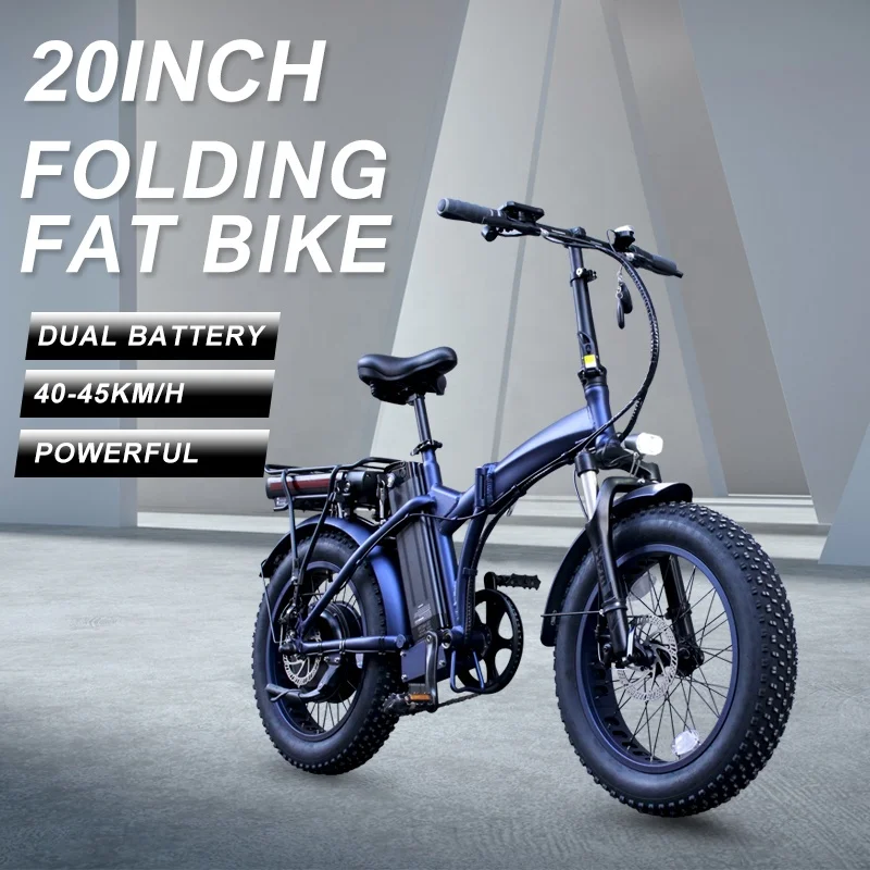 New Two Battery Folding 130KM Long Range 48V 25Ah 20 Inch Best Fat Tire  High quality Chinese factory Import sport Electric Bike