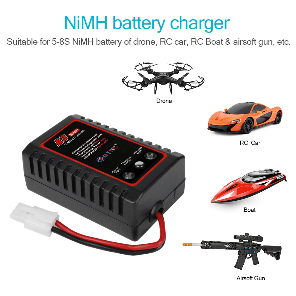 Зарядное устройство HTRC NiMH выходное напряжение 100-240 В переменного тока 20 Вт/2 А зарядные устройства со стандартным разъемом Tamiya для дрона 2-8S (2 4-9 6 в) радиоуправляемого автомобиля