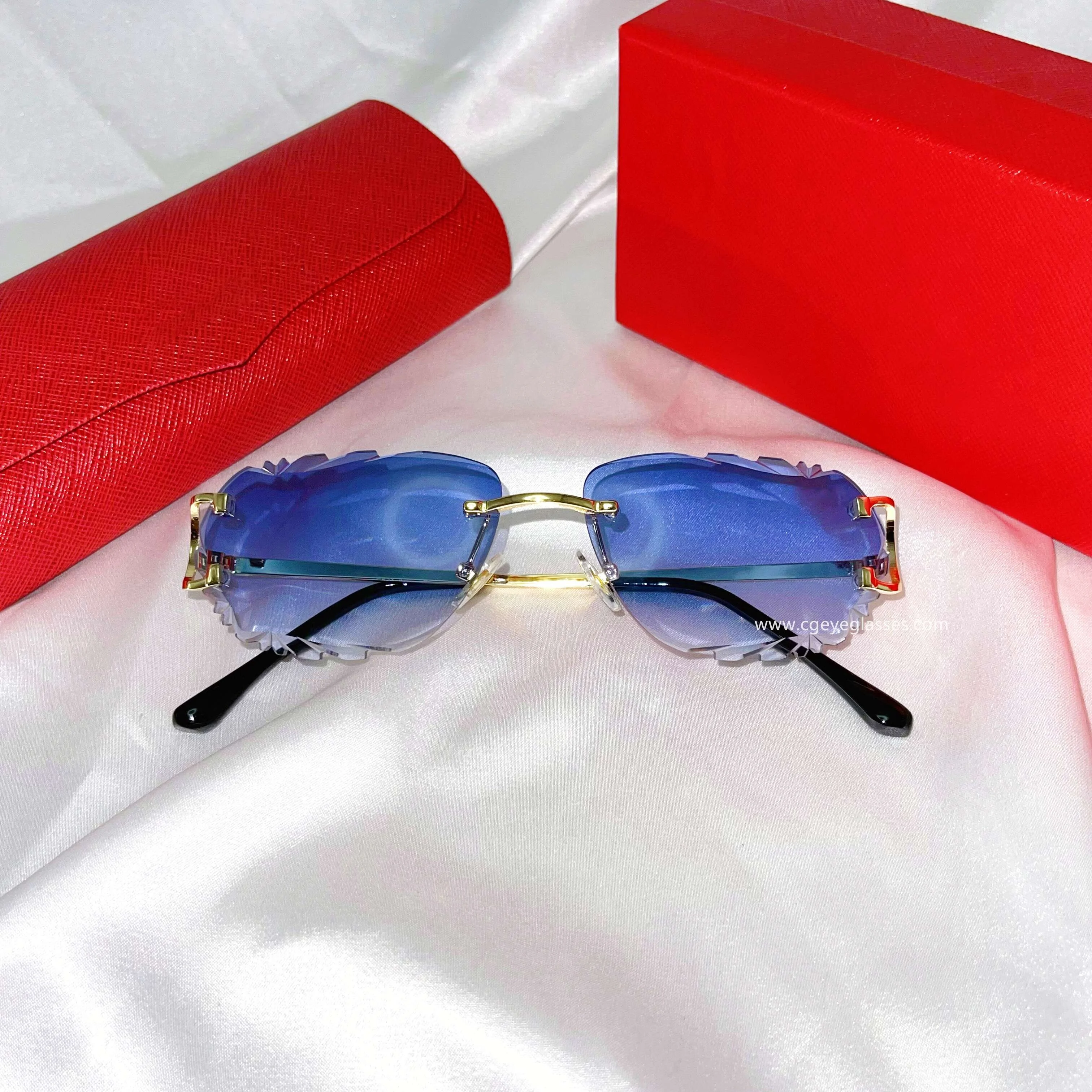 1925 pattern cut rimless sunglasses 2023 new color glasses Luxury Gradient Sun glasses Cut Trimmed Lens Metal sunglasses