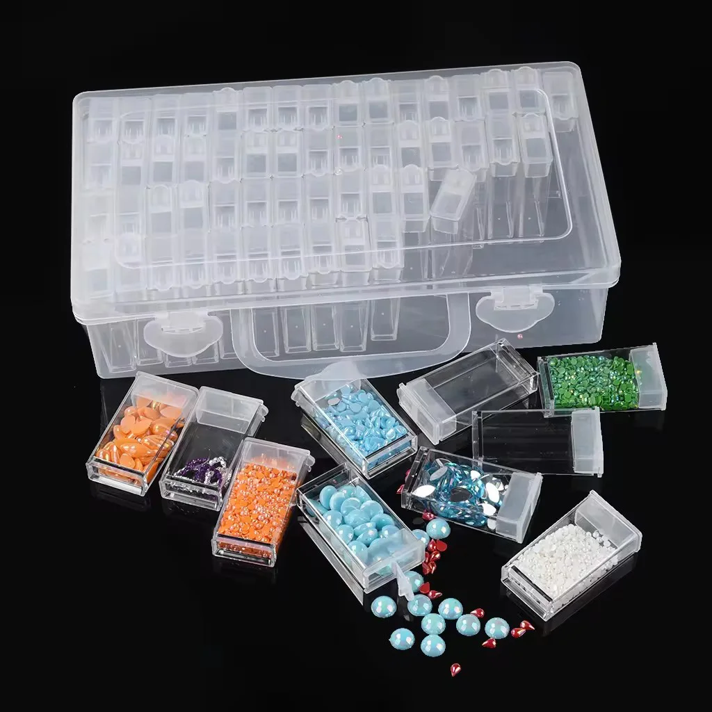 Wholesale hot selling custom cheap 12 24 42 64 Slots plastic jewelry DIY diamond painting beads organiser storage box
