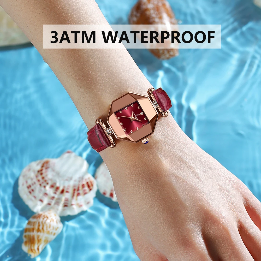 POEDAGAR Women Watch Fashion Leather Quartz Watches Waterproof Shock Rose Gold Top Brand Luxury Ladies Wristwatches Clock Gift