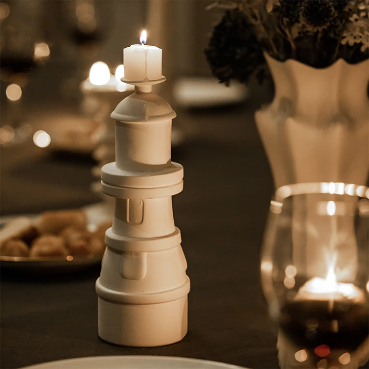 Lighthouse-shaped Art Creative Hand made White Ceramic Candle holder