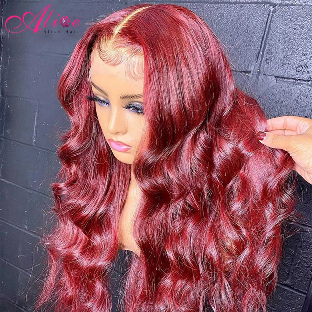 30 Inch 99j Burgundy Lace Front Wig Bone Straight Human Hair Wigs For Women Pre Plucked Colored Hd Transparent Lace Frontal Wig