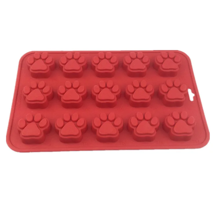 Food grade puppy pet treat mold dog bone shape silicone ice cube tray Silicone bone paws baking mold
