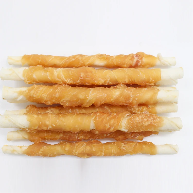 
China popular production chicken rawhide wrap flour sticks pet snack prices  (1600135697143)