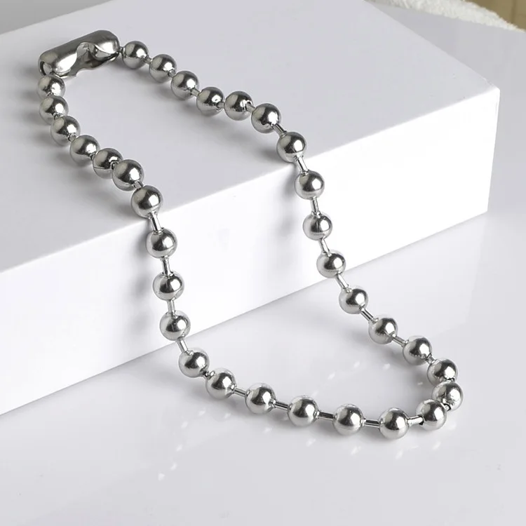 Chunky 6/8/10mm Ball Chain Necklace For Men Boys Free Logo Lasering Oversized Stainless Steel Ball Bead Chain Necklace