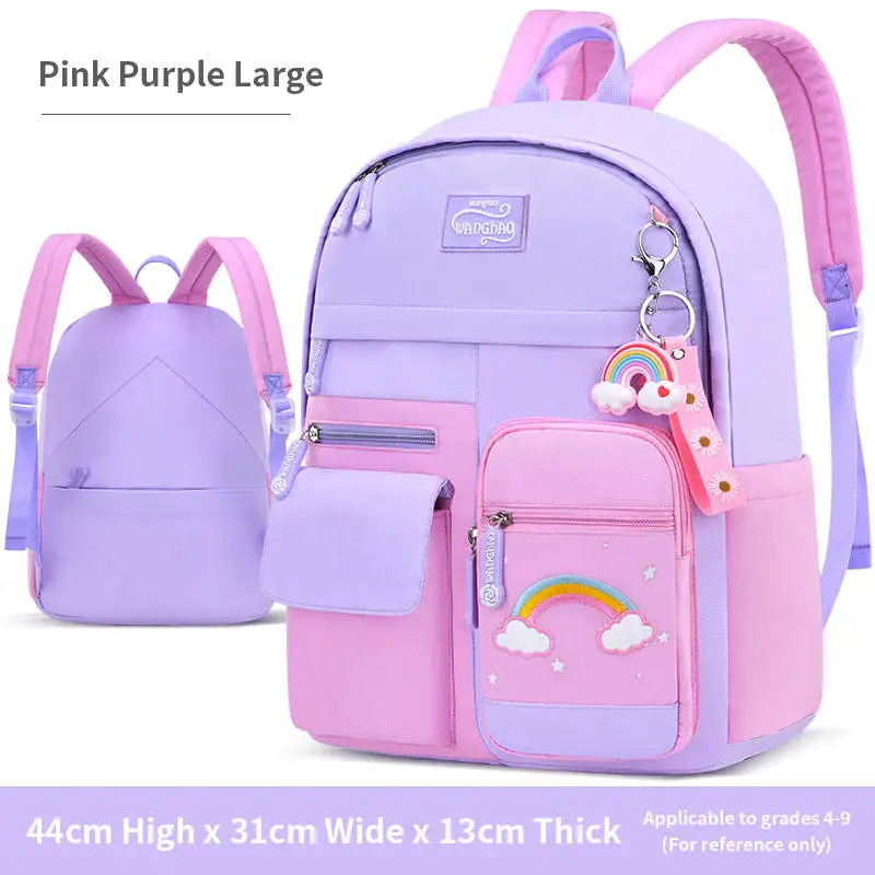 New Popular Large Capacity Fashion Rainbow Gradient Kids Backpack Waterproof Travel Backpack Schoolbags For Girls