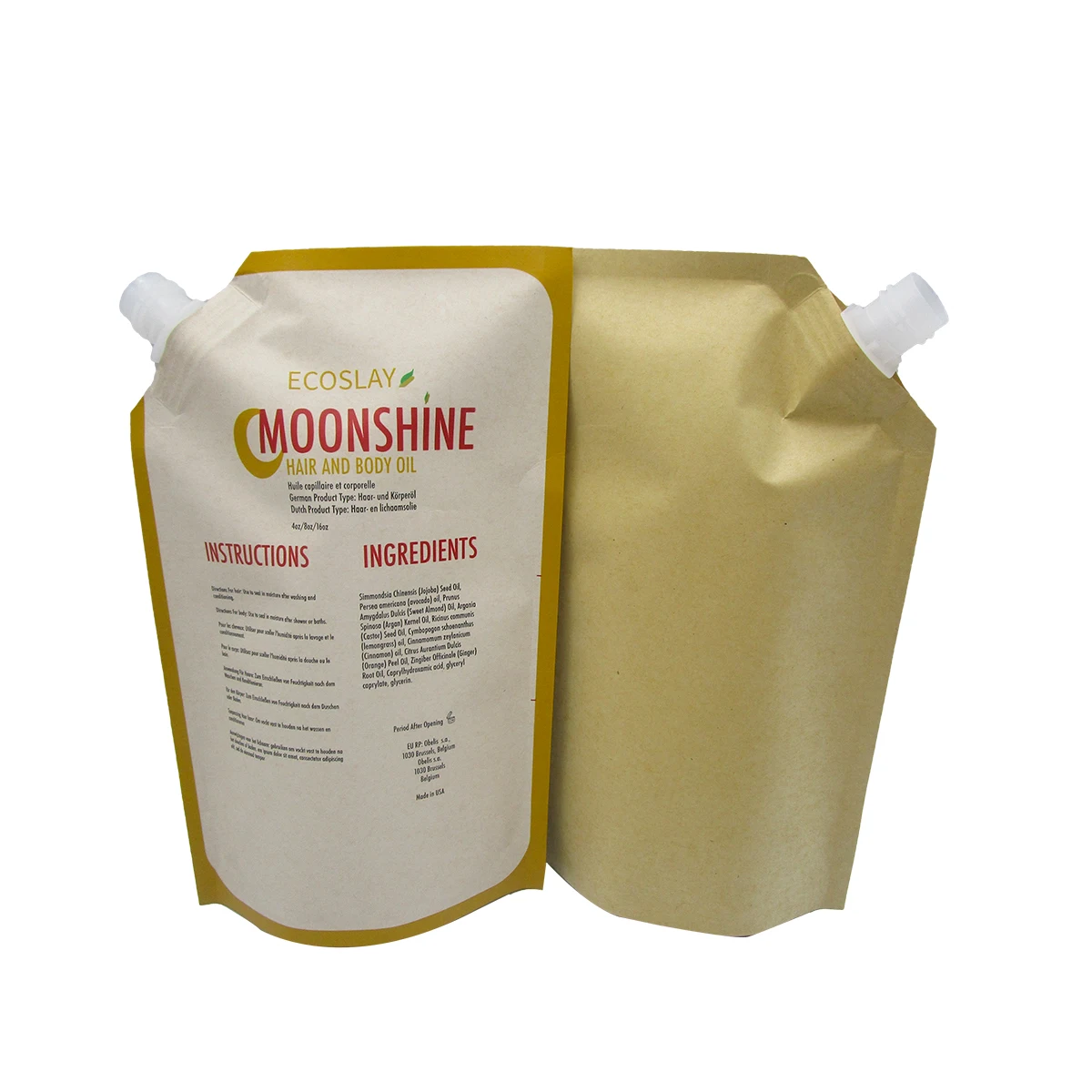 Factory Price 500ml 1000ml Kraft Paper Refill Spout Pouch Bags For Shampoo Packaging