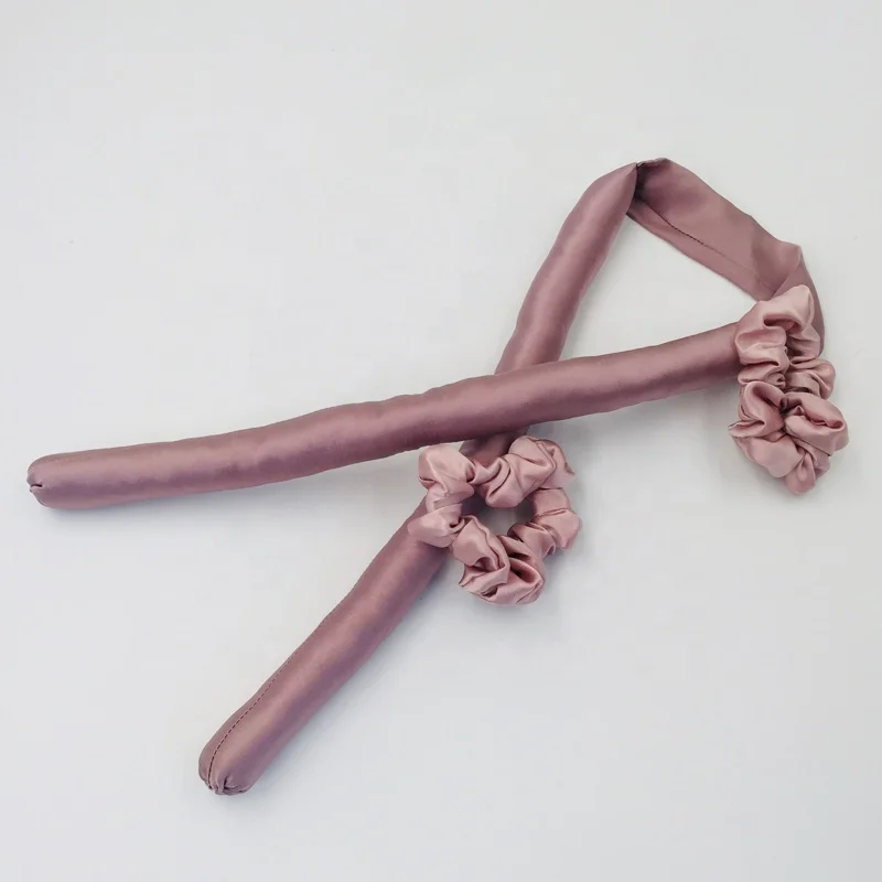Long Flexible Heatless Curler with Mini Scrunchies Satin Hair Curling Ribbon Overnight Curls Headband