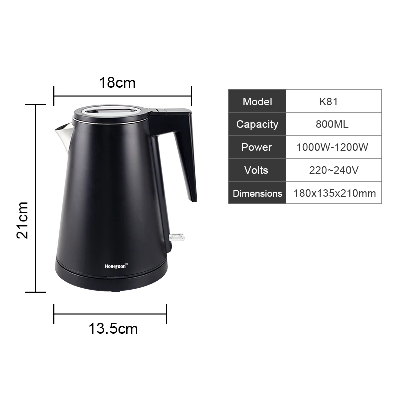 Electric Kettle 0.8L Smart Control Steel Automatic Power-Off Stainless Steel Electric Kettle