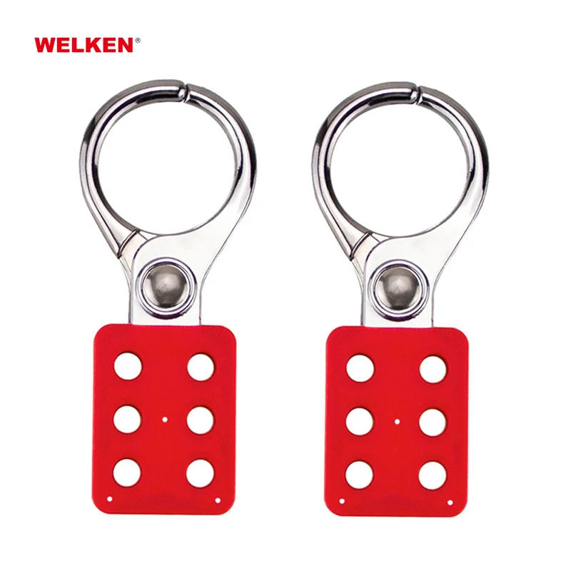 Jaw LOTO hasp with 6 lockout padlock holes