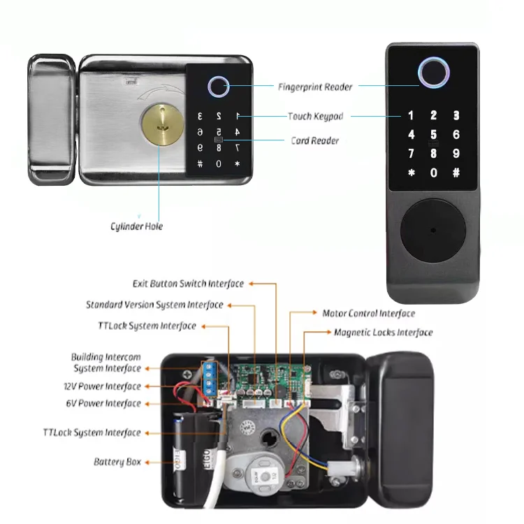 TOPTEQ D5 Waterproof Door Lock Double Side Fingerprint Smart Lock Wifi Intelligent Smart Fingerprint Lock