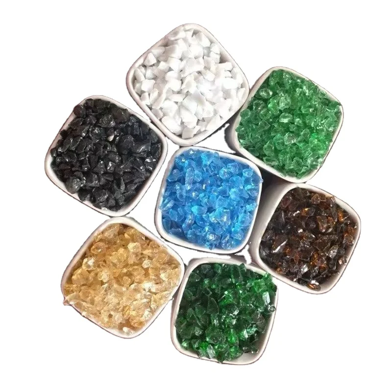 Supply mirror sand garden aquarium micro landscape decoration with colored glass gravel colored glass rock can be processed