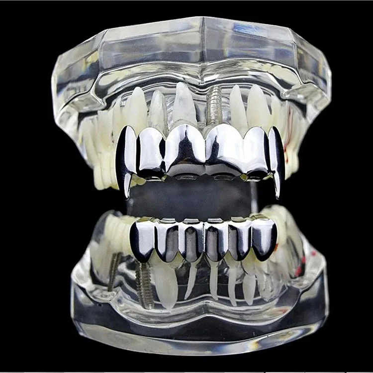 Wholesale Teeth Grillz Set Para Dientes Vampire Fangs Gold Plated Hip Hop Teeth Grillz For Women Men